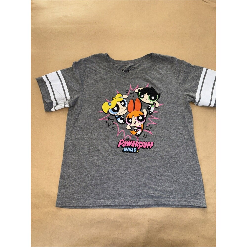 Women’s Grey Powerpuff Girls Jersey Tee plus size 1XL ringer graphic tee 2000